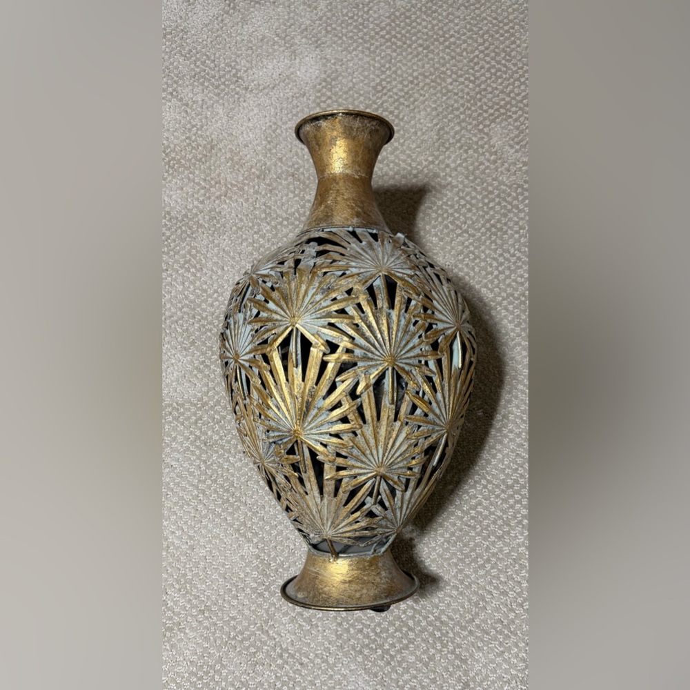 Elegant Gold and Teal Decorative Vase